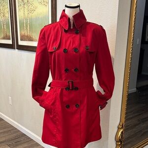 Authentic Burberry Red Trench Coat with Belt